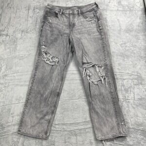 American Eagle Outfitters Jeans Womens 14 (32x29) Gray Denim Ripped Straight Leg